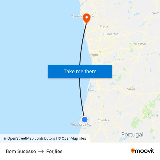 Bom Sucesso to Forjães map