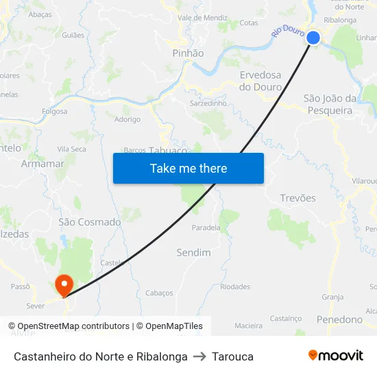 Castanheiro do Norte e Ribalonga to Tarouca map