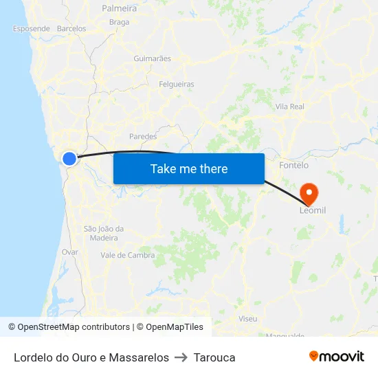 Lordelo do Ouro e Massarelos to Tarouca map