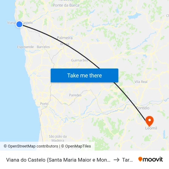 Viana do Castelo (Santa Maria Maior e Monserrate) e Meadela to Tarouca map