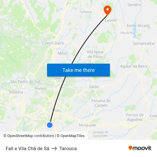 Faíl e Vila Chã de Sá to Tarouca map