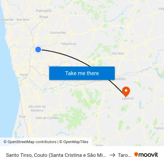 Santo Tirso, Couto (Santa Cristina e São Miguel) e Burgães to Tarouca map