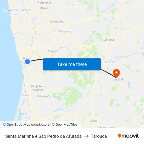 Santa Marinha e São Pedro da Afurada to Tarouca map