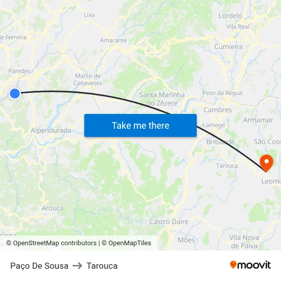 Paço De Sousa to Tarouca map