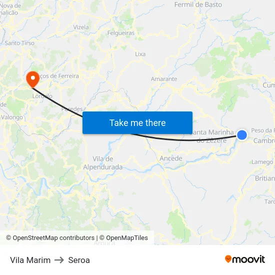 Vila Marim to Seroa map