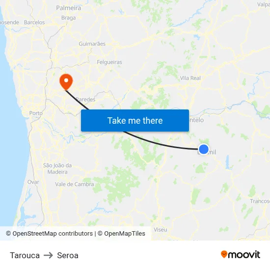 Tarouca to Seroa map
