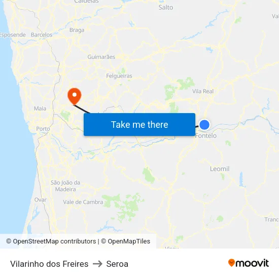 Vilarinho dos Freires to Seroa map