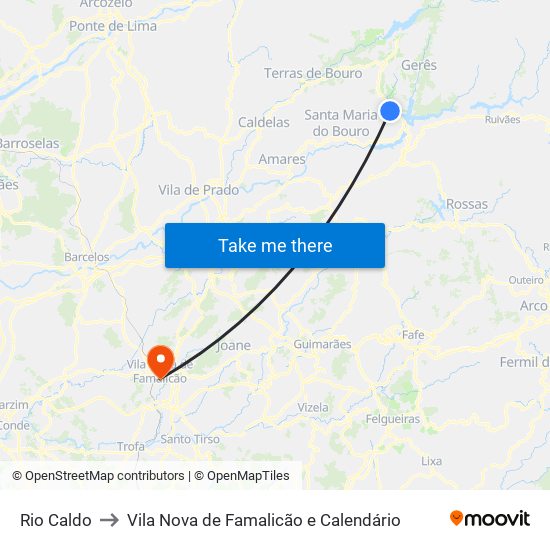 Rio Caldo to Vila Nova de Famalicão e Calendário map