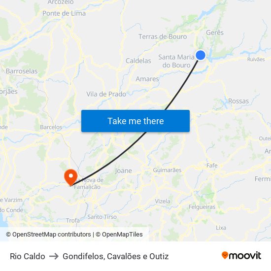 Rio Caldo to Gondifelos, Cavalões e Outiz map