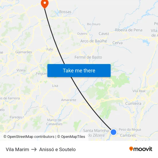 Vila Marim to Anissó e Soutelo map
