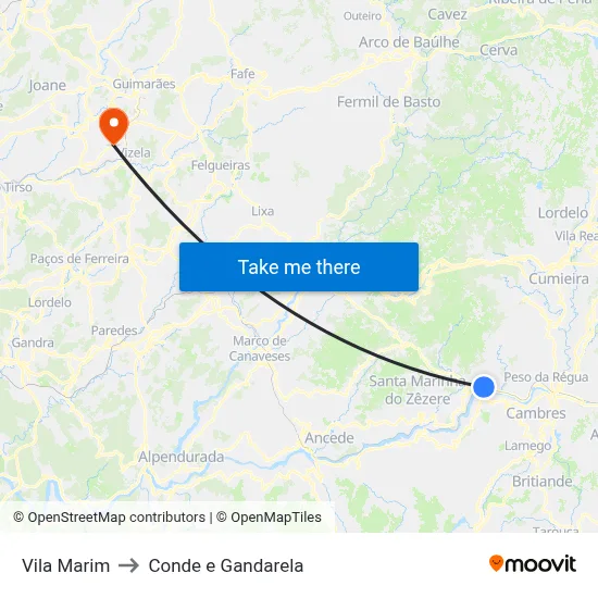 Vila Marim to Conde e Gandarela map