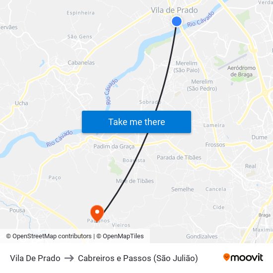 Vila De Prado to Cabreiros e Passos (São Julião) map