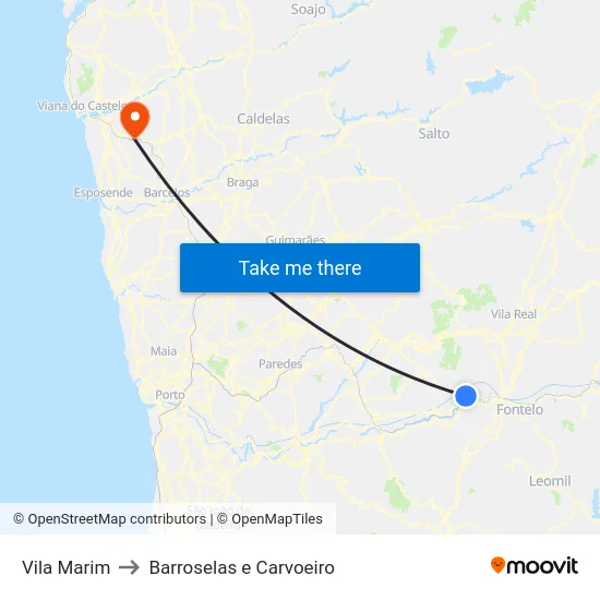 Vila Marim to Barroselas e Carvoeiro map