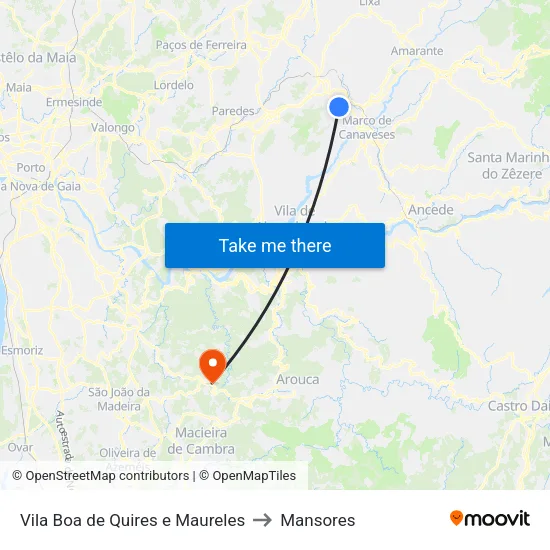 Vila Boa de Quires e Maureles to Mansores map