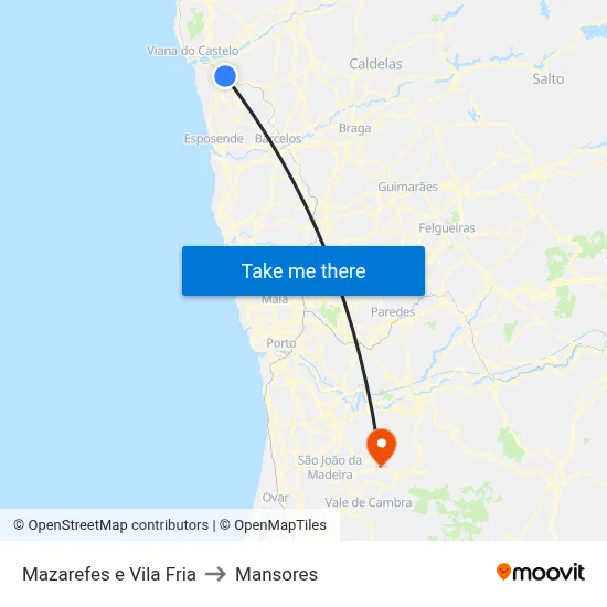 Mazarefes e Vila Fria to Mansores map
