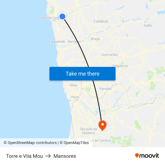 Torre e Vila Mou to Mansores map