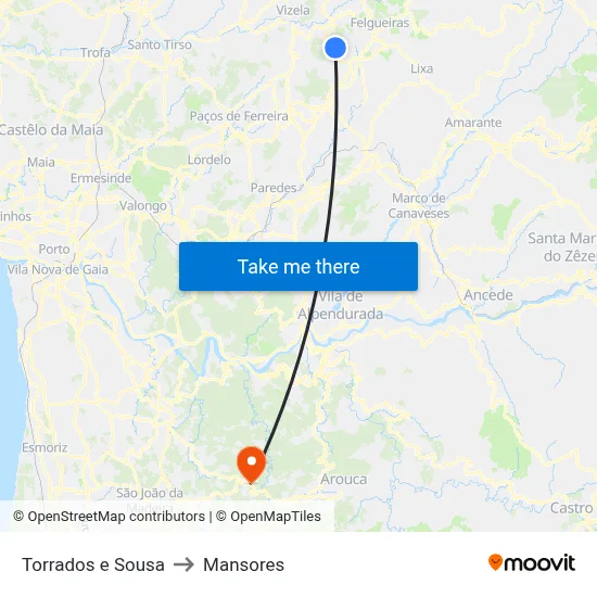 Torrados e Sousa to Mansores map