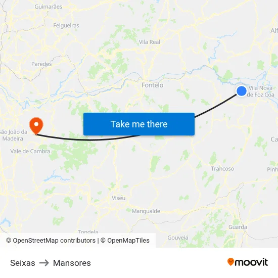 Seixas to Mansores map