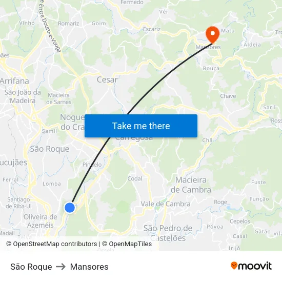 São Roque to Mansores map