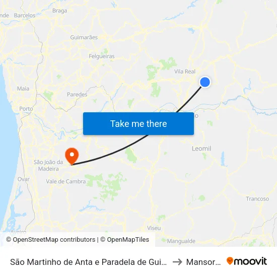 São Martinho de Anta e Paradela de Guiães to Mansores map