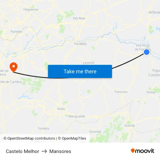 Castelo Melhor to Mansores map