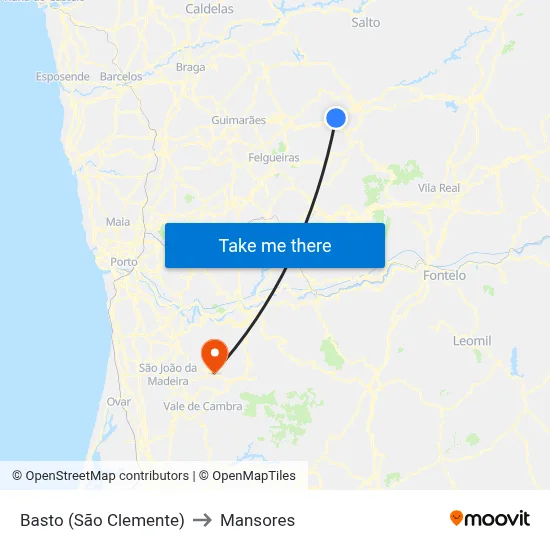 Basto (São Clemente) to Mansores map
