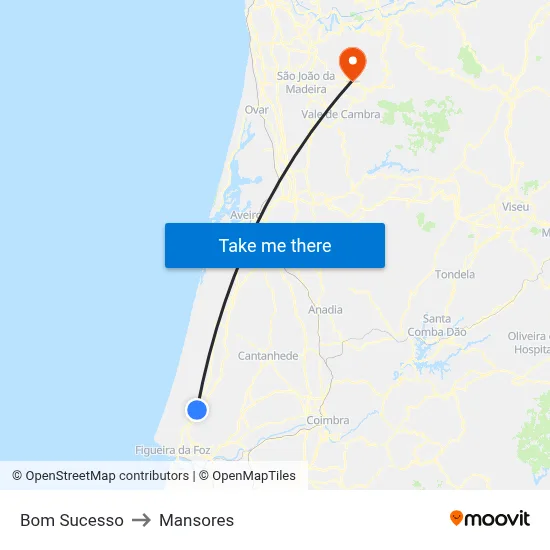 Bom Sucesso to Mansores map