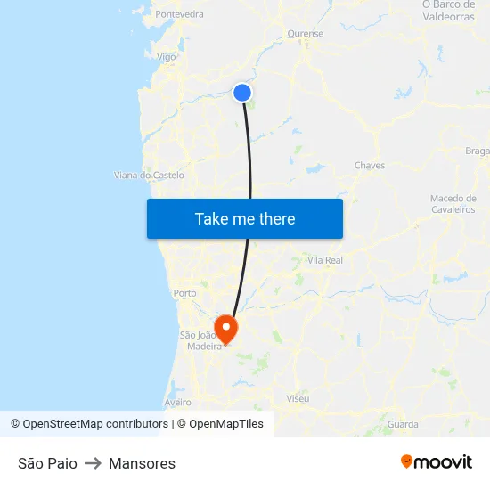 São Paio to Mansores map