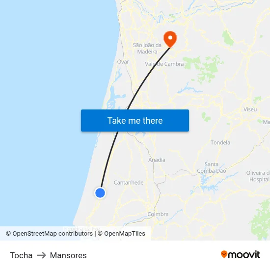 Tocha to Mansores map