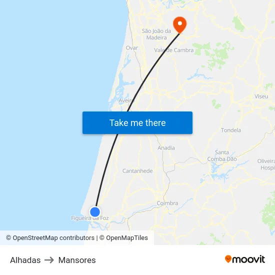 Alhadas to Mansores map