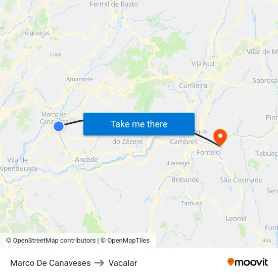 Marco De Canaveses to Vacalar map