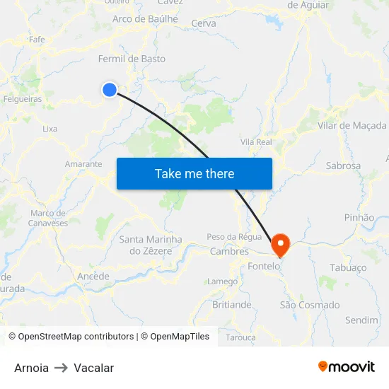 Arnoia to Vacalar map