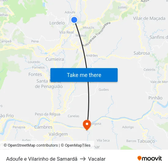 Adoufe e Vilarinho de Samardã to Vacalar map
