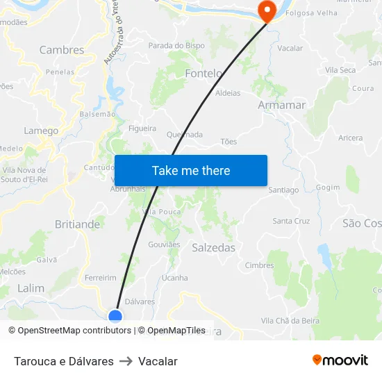 Tarouca e Dálvares to Vacalar map