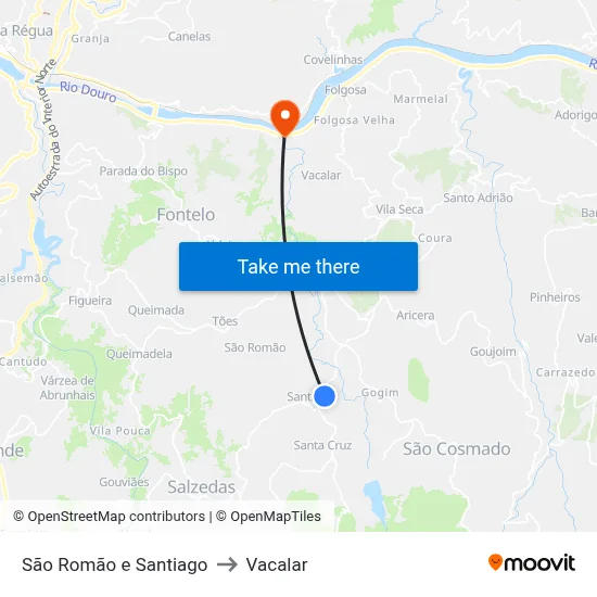 São Romão e Santiago to Vacalar map