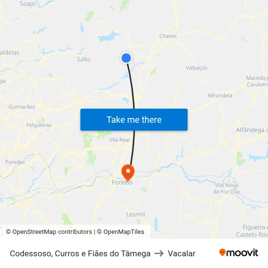 Codessoso, Curros e Fiães do Tâmega to Vacalar map