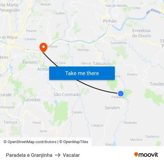 Paradela e Granjinha to Vacalar map
