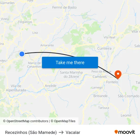 Recezinhos (São Mamede) to Vacalar map