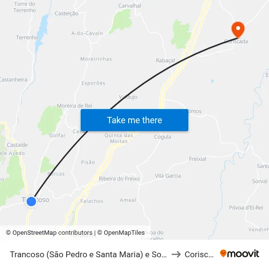 Trancoso (São Pedro e Santa Maria) e Souto Maior to Coriscada map