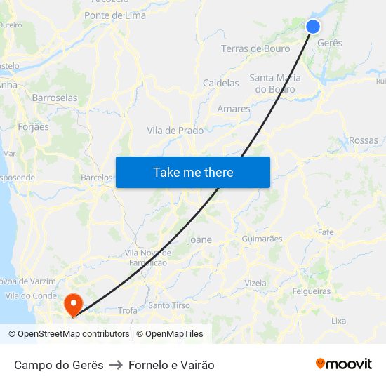 Campo do Gerês to Fornelo e Vairão map