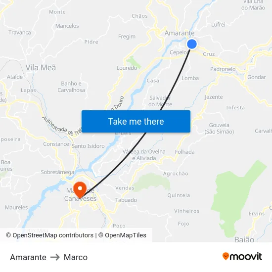 Amarante to Marco map