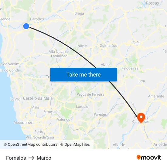 Fornelos to Marco map