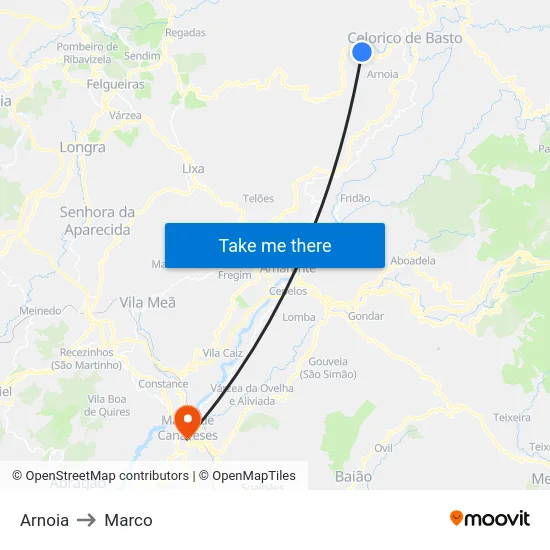 Arnoia to Marco map