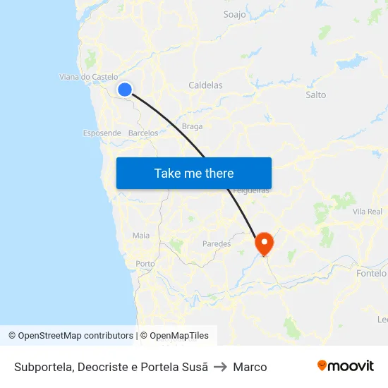 Subportela, Deocriste e Portela Susã to Marco map