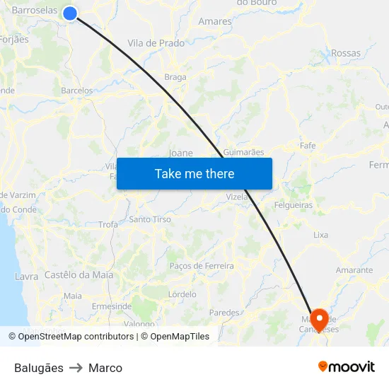 Balugães to Marco map