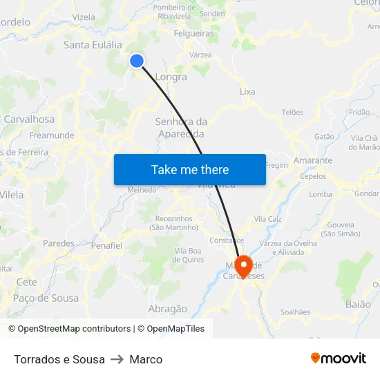 Torrados e Sousa to Marco map