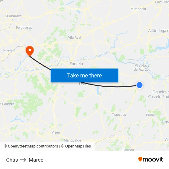 Chãs to Marco map