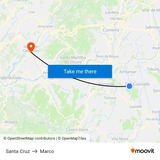 Santa Cruz to Marco map
