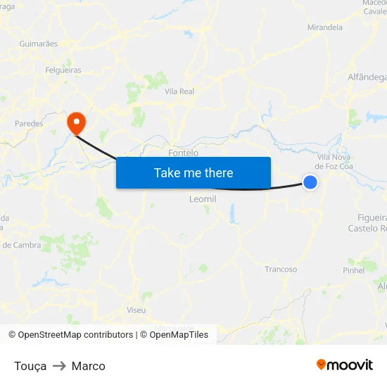 Touça to Marco map