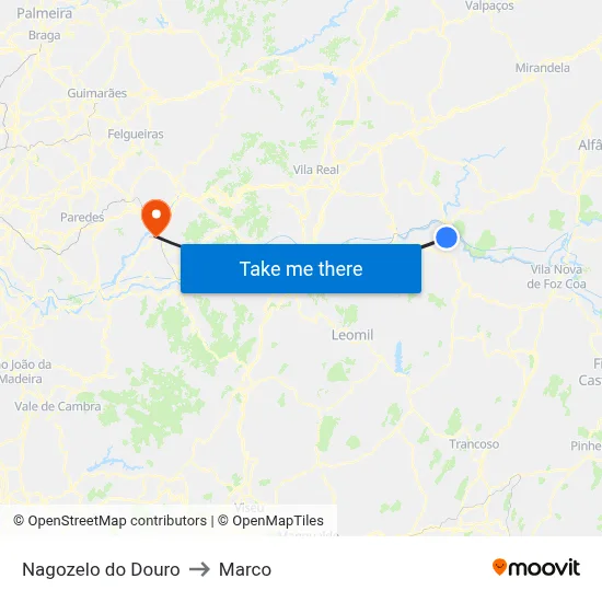 Nagozelo do Douro to Marco map